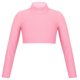 thumbnail image 3 of Camiseta corta de gimnasia de manga larga de color liso para niñas, para actuaciones en el escenario, ballet, baile, fitness, ropa deportiva, 3 of 5