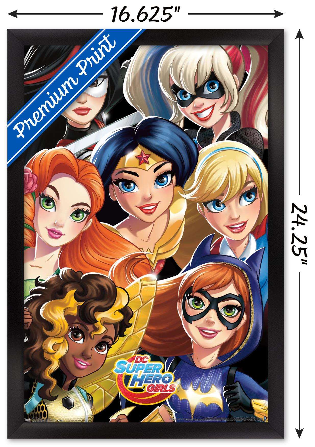 DC Comics TV - DC Superhero Girls - Group Wall Poster, 14.725" x 22.375", Framed