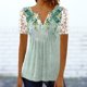 thumbnail image 3 of Blusa femenina con cuello en V y botones impresos para mujer para deportes al aire libre (verde L) FLhrweasw Para estrenar, 3 of 6