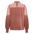 thumbnail image 3 of HongQid Women Patchwork Velvet Tops Mock Neck Puff Long Sleeve Spring Fall Vintage Dressy Blouse, 3 of 7