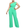 thumbnail image 2 of Gaecuw Jumpsuits for Women Summer Dressy Sleeveless Cold Shoulder One Shoulder Overall Band Collar Solid Onesie One Piece Outfits Loose Long Pants High Waisted Wide Leg Summer Romper Ankle Length, 2 of 6