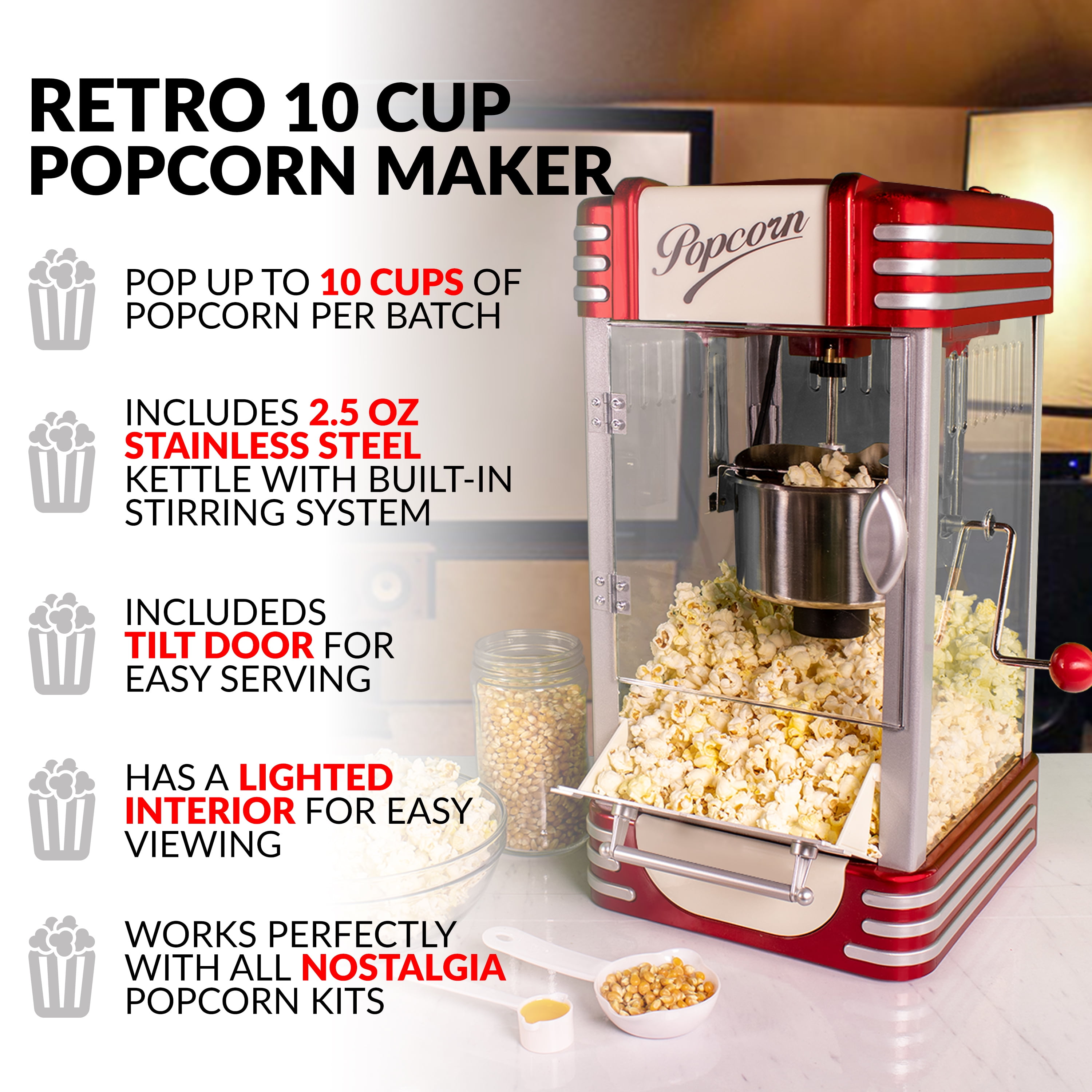 Buy Popcorn Machine Pop Pup Retro Style Electric Popper Home Use 2.5 Oz  Counter Top by Destination Home on Dot & Bo