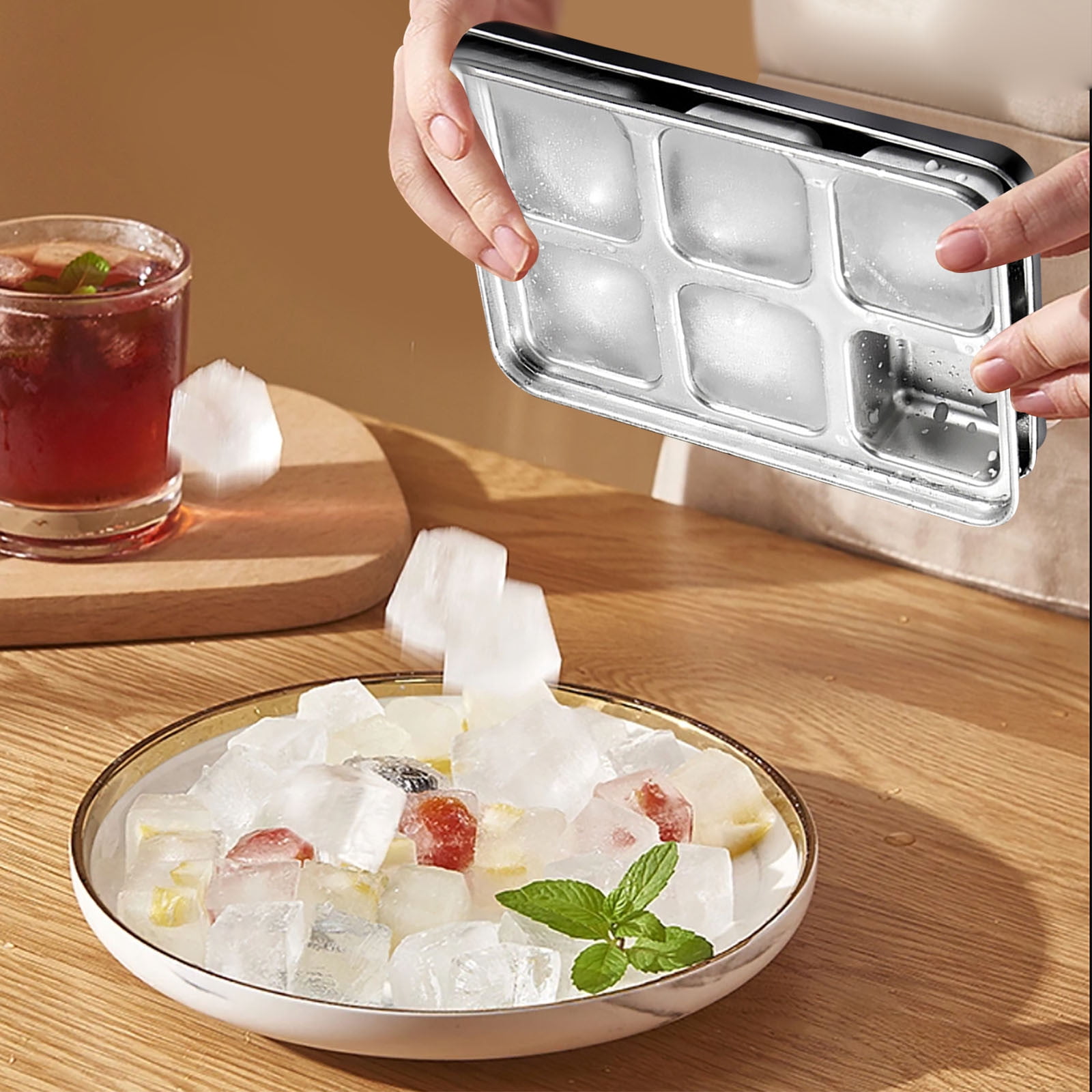 LLDYYDS Stainless Steel Ice Cube Trays, Metal Ice Cube Trays for Freezer Vintage Inspired Design