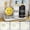 Silver Tray+black&white Bottle, variant on Kitchen Dish Soap Dispenser Set, 16OZ Glass Bottle, Hand and Dish Soap Dispenser Set, Instant Dry Tray, Brush Holder with Smiley Face Sponge Holder (White Tray+Black&White Bottle)