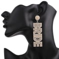 thumbnail image 3 of Pendientes de novia de moda con letras de diamantes de imitación colgantes para mujer, E1540 Pearl BK, 3 of 4