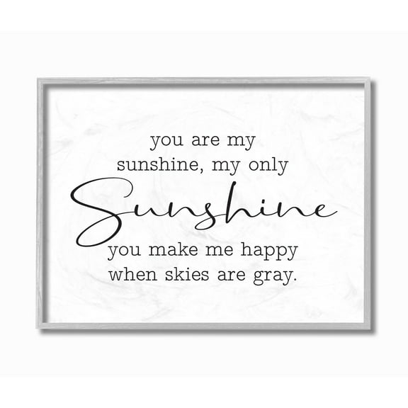 Stupell Industries My Sunshine Family Home Black And White Word Design Framed Wall Art by Lettered and Lined