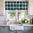 thumbnail image 2 of Teal Check Plaid Window Valance Curtain Buffalo Plaid Rod Pocket Short Curtain for Living Room, Bedroom & Kitchen Window Decor 42x18in, 2 of 8