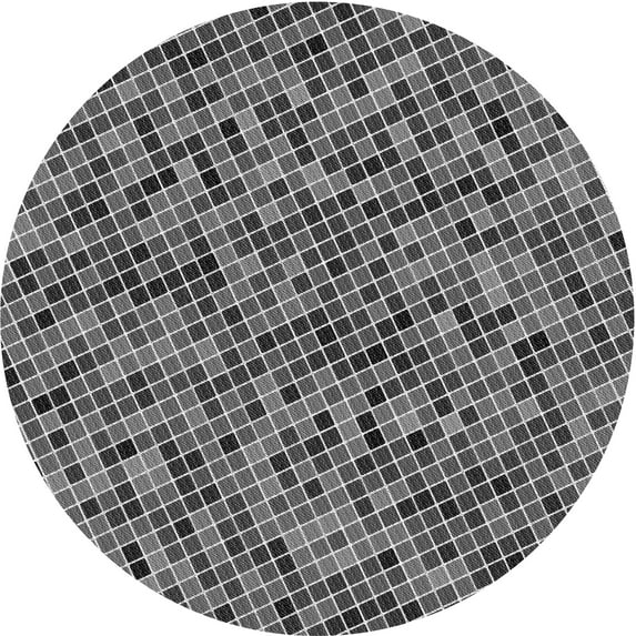 Ahgly Company Machine Washable Indoor Round Transitional Dark Gray Area Rugs, 7' Round