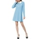 thumbnail image 5 of Vestido de manga larga con cuello en contraste para mujer Inspire Chic, por encima de la rodilla, color azul, 5 of 7