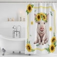 thumbnail image 2 of Shower Curtain Bathroom Set Farm Pig Summer Flower Waterproof Fabric Shower Curtains with Grommets&Hooks, Yellow Sunflower Green Leaf Privacy Bath Curtain for Bathtub 72x84in, 2 of 9