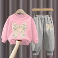 thumbnail image 2 of Mnyotv Toddler Baby Girl Fall Clothes Cute Bow Sweatshirt Flared Pants Girl Winter Outfits Size 5-6 Years, 2 of 4