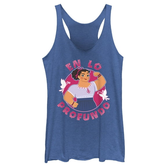 Women's Encanto Luisa En Lo Profundo Strong  Racerback Tank Top Royal Blue Heather X Large
