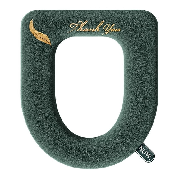 Toilet Seat Pads with Zipper, Toilet Seat Cover with Lifter Handle, Washable Soft Thicker Toilet Seats Warmer Mat(Green)