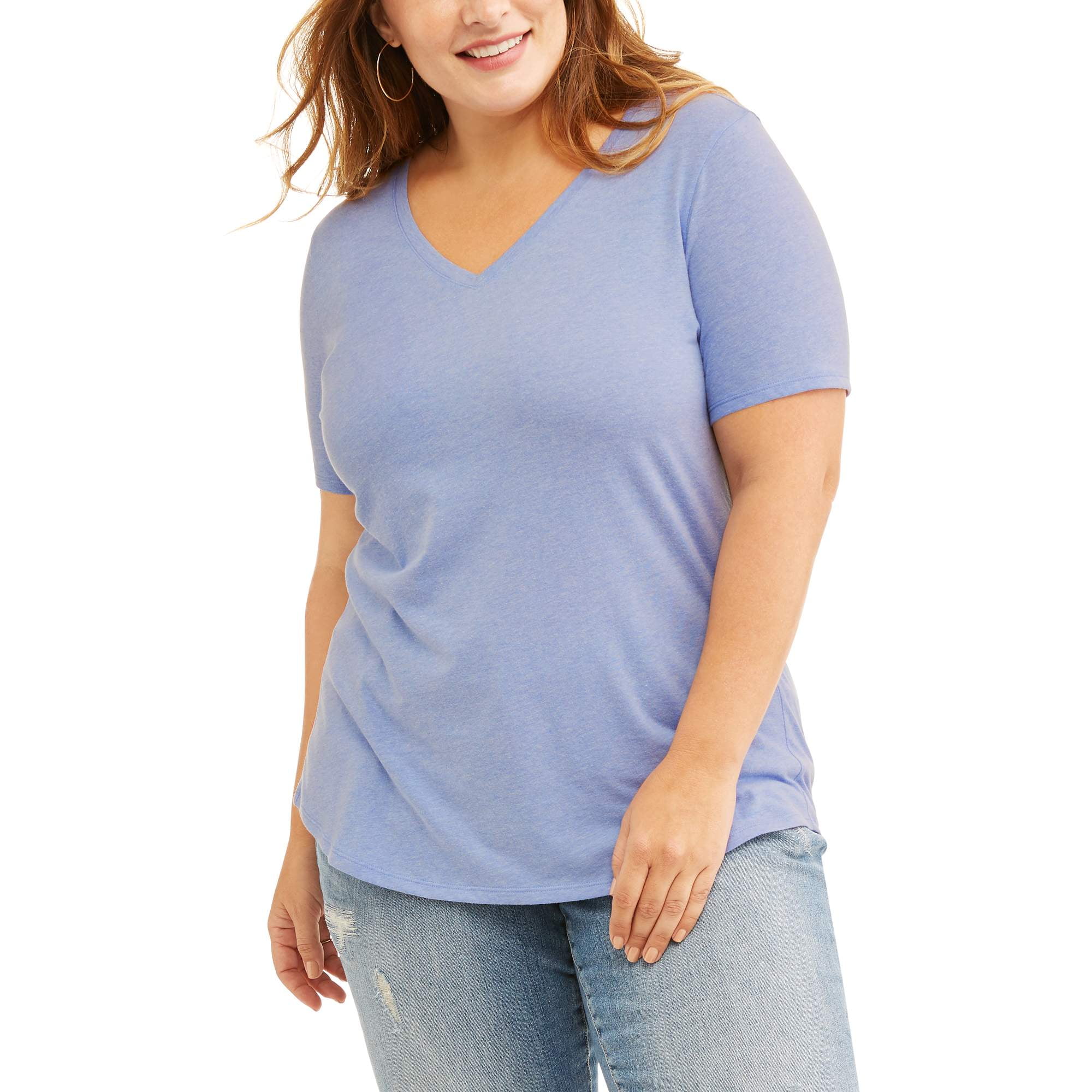 Faded Glory Women's Plus Short Sleeve VNeck TShirt