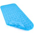 thumbnail image 1 of Alfombrilla de baño antideslizante antimoho, 70 x 35 cm, extralarga, antibacteriana, sin BPA, con ventosa y orificios de drenaje para baño, para niños y adultos, lavable a máquina, color azul, 1 of 4