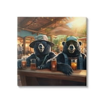 Stupell Industries Drinking Bears at Bar Animals & Insects Painting Gallery Wrapped Canvas Art Print Wall Art, 17 x 17
