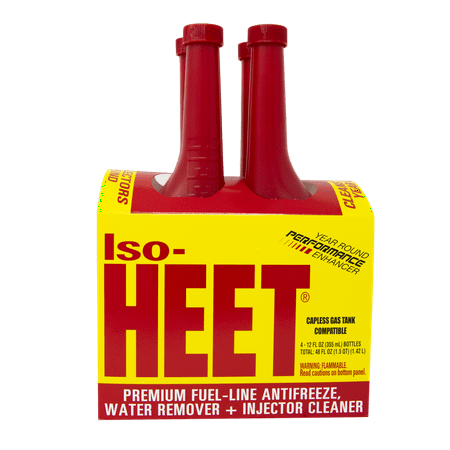Iso-HEET Water Remover & Premium Fuel Line Antifreeze + Injector Cleaner, 12 oz Each, Pack of 4, Safe for Gas and Diesel Engines
