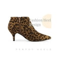 thumbnail image 3 of BLISSFUL STEP Women's Ankle Boots Pointed Toe Kitten Heels Side Zip Faux Suede Booties  Brown Leopard 7.5, 3 of 4