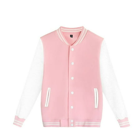 

Krdevn Toddler Winter Coat Kids Baseball Jacket Varsity Style Casual Fit Sport Boys Girls Team Uniforms Cardigan Sweatshirt -Red 140