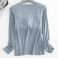thumbnail image 5 of QATAINLAV Women's Long Sleeve Shirts with Chest Pads Cotton Soft Comft Pajamas Tops Solid Casual Round Neck Pullover Loungewear Ropa de Verano Para Mujer Blue XL, 5 of 9