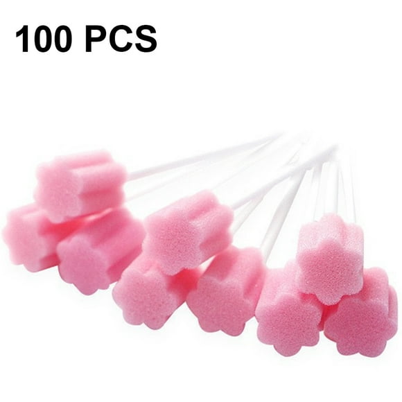 100 Count Unflavored Disposable Oral Swabs, Tooth Shape for Oral Cavity Cleaning Sponge Swab Individually Wrapped
