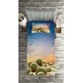 thumbnail image 2 of Ambesonne Mexico Quilted Coverlet 2 Pcs, Cactus Balls on Mountain, Twin Size, Multicolor, 2 of 2