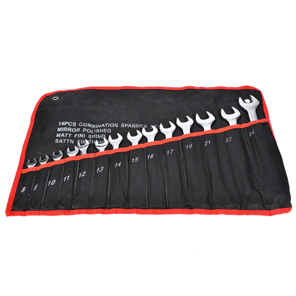 14pcs 824mm Combination Wrench Set Metric Ratchet Socket Spanner Nut