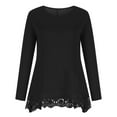 thumbnail image 4 of RQYYD Women's Tops Long Sleeve Lace Trim Crewneck A-Line Tunic Blouse Tops, 4 of 6
