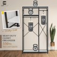 thumbnail image 3 of CAPHAUS 550lbs Capacity Garment Rack for Hanging Clothes, Heavy Duty Metal Open Wardrobe w/Hanging Rods & Drawers, Free Standing Closet Organizer, Metal Closet w/Wooden Boards, White Board, 3 of 9