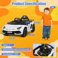 thumbnail image 4 of 12V Lamborghini Kids Ride on Toys Cars with Parental Remote, Toddler Ride on Car with Hydraulic Pressure Door, Kids' Electric Vehicle Car with Slow Start, MP3, LED Lights for Kids Aged 3-8, White, 4 of 10