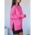 thumbnail image 5 of Women Oversized Sweatshirts Thumbhole Long Sleeve Hoodies Shirts Fall Side Slit Pullover Top Y2k Outfits Glitter Pink M, 5 of 8