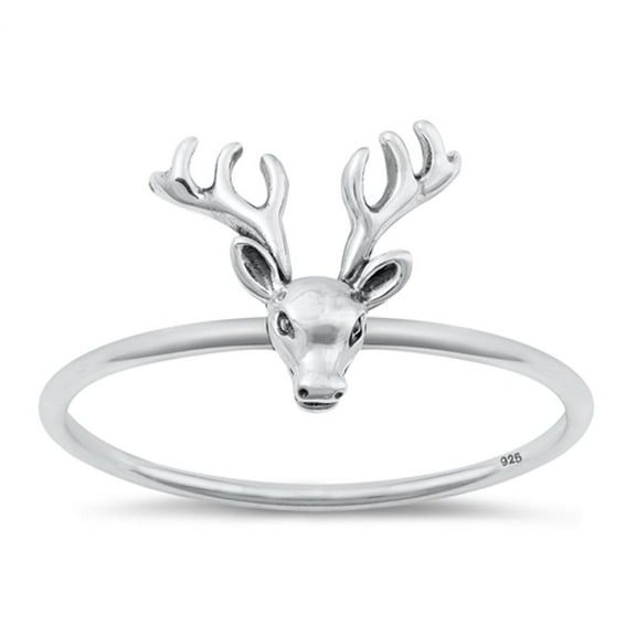 Fashion Deer Rack Buck Ring .925 Antlers Sterling Silver Band Jewelry Female Male Unisex Size 5