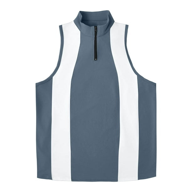 pstuiky Camisetas sin mangas para hombre, Camiseta deportiva elástica de color liso con cremallera para hombre, ideal para el tiempo libre y el fitness. Camisas de hombre xl