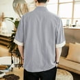 thumbnail image 4 of PiGOGI Men's Casual Button-Up Shirt - Short Sleeve Stand Collar Blouse - Loose Fit Summer Top - Lightweight Polyester Shirt Gray, 4 of 6