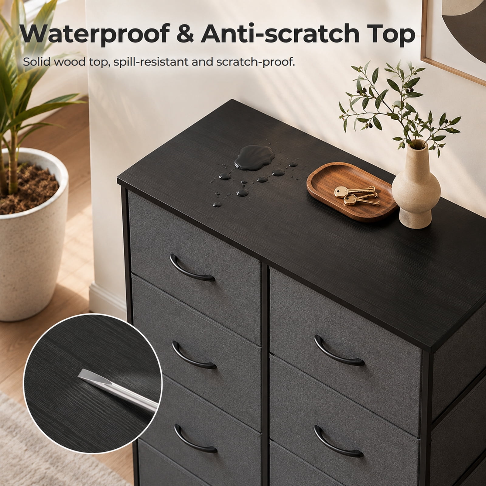Alvantor Dresser for Bedroom, Chest of 8 Drawers, Steel, MDF, Wooden Top for Kid Room, Closet, Entryway, Nursery