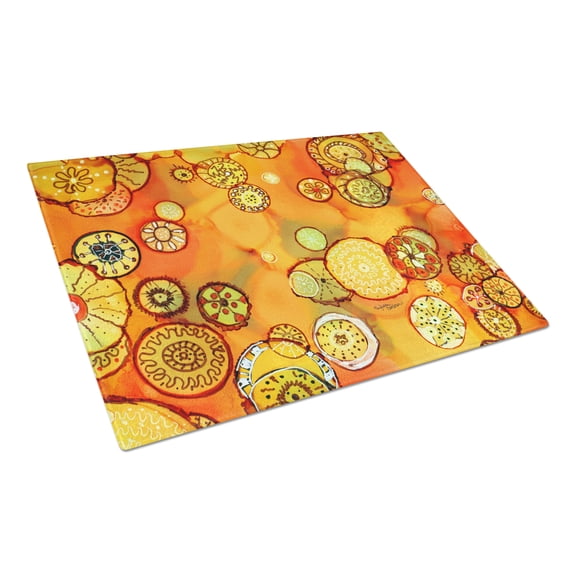 Caroline's Treasures Abstract Flowers in Oranges and Yellows Glass Cutting Board Large