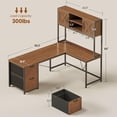 thumbnail image 2 of Farmhouse L Shaped Computer Desk with 2 Drawers and Storage Shelves, Reversible 86.6" Gaming Desk with LED Lights, Corner Office Desk for Home Office, Bedroom, Living Room, 2 of 7