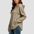 thumbnail image 5 of FDGIU Women's Quilted Pullover Hoodie, Long Sleeve Curved Split Hem Hooded Sweatshirt with Kangaroo Pocket for Casual Daily Wear, 5 of 6