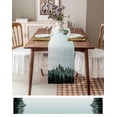 thumbnail image 3 of Watercolor Forest Bird Dark Green Table Runner Kitchen Decoration Table Cover Wedding Party Tablecloth 4/6pcs Placemats, 3 of 5