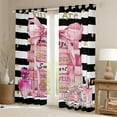 thumbnail image 2 of Manfei Pink Bowtie Perfume Blackout Curtains Set of 2 (52x84 Each),Romance Lipstick Window Curtains,Black Geometric Stripes Curtains and Drapes For Child,Microfiber Bedroom Decor, 2 of 6