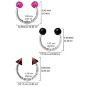 Body Jewelry Womens 6-Piece 18 Gauge Stainless Steel Multi-Color Horseshoe Cartilage Set