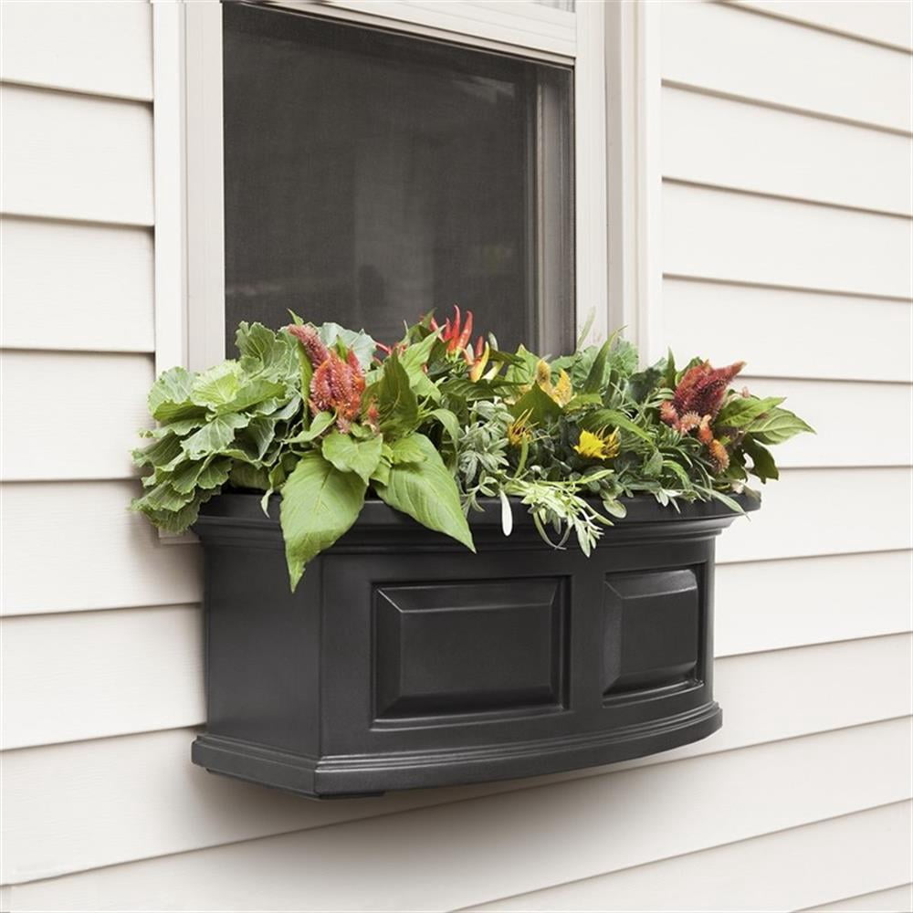 Pemberley Row Polyethylene Black Window Box Rectangular Weatherproof 24" Unassembled