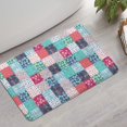thumbnail image 2 of Blue Boho Pioneer Flower Patchwork Pattern Bathroom Rugs Mat,Non Slip Microfiber Bathroom Rug,Rubber Backing,Soft Bathroom Mats for Bathroom Floor,Tub and Shower,17x27in(43x68cm), 2 of 3