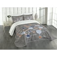 thumbnail image 3 of Ambesonne Grunge Quilted Bedspread Set 3 Pcs, Formula Science Graphic, King Size, Dimgray Orange White, 3 of 5
