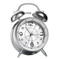 thumbnail image 1 of Reloj despertador plateado metalizado con campanas gemelas que no hacen tictac y silencioso, 1 of 1