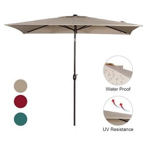 Abba Patio 6 6 By 9 8 Ft Rectangular Market Outdoor Table Patio Umbrella With Push Button Tilt And Crank Beige Walmart Com Walmart Com