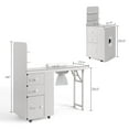 thumbnail image 2 of UBesGoo Foldable Manicure Table w/Dust Collector, 2 Shelves & 2 Drawers, Lockable Wheels, White, 2 of 12