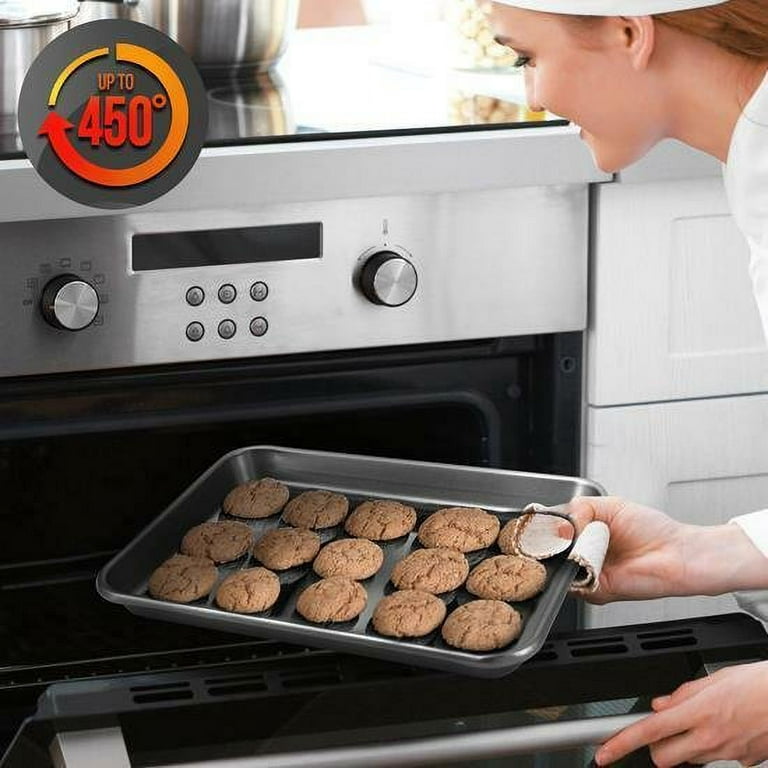 NutriChef Nonstick Cookie Sheet Baking Pan - 2PC Large Metal Oven Baking  Tray, Black