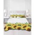 thumbnail image 2 of Quilts King Size Bedding Set, Summer Sunflowers Lightweight Quilted Comforter, Botanical Yellow Flowers Leaves Plants Soft Reversible Bedspread Coverlet with Pillow Covers for All Season, 96" x 106", 2 of 7