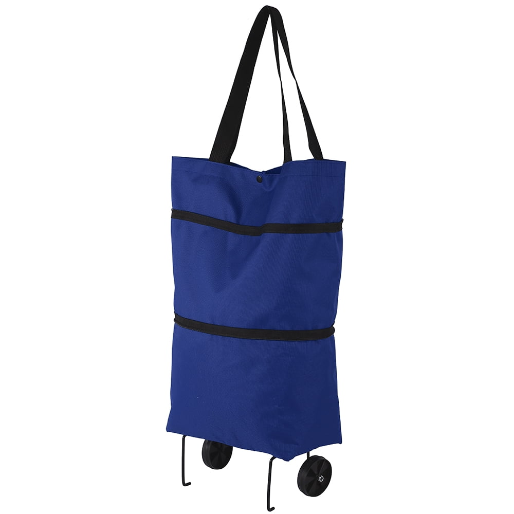 Harupink Folding Shopping Bag Oxford Cloth Portable Kola Shopping Cart with Wheels Reusable ...